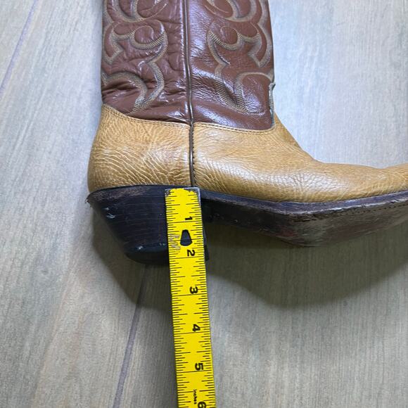 Nocona USA Cowboy‎ Boots Mens 11 C Brown Tan Western Leather Vintage